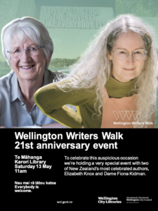 Wellington Writers Walk 21st anniversary event, Karori Library, Saturday 13 May, 11am–12 midday